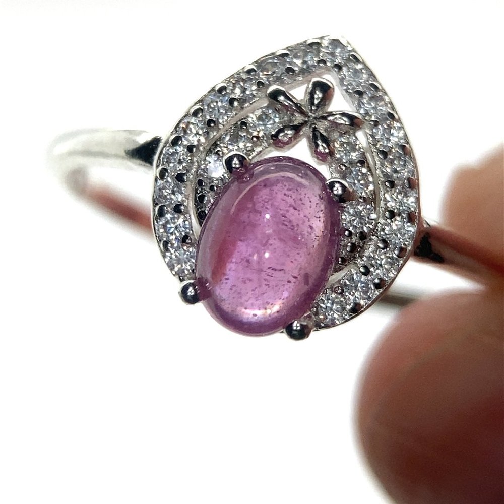 Pink Sapphire 1.42ct Platinum Finish Solid 925 Sterling Silver Ring